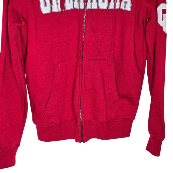 Women's Crimson Oklahoma Sooners Arched Name Full-Zip Hoodie Embroidered NCAA - Picture 3 of 7